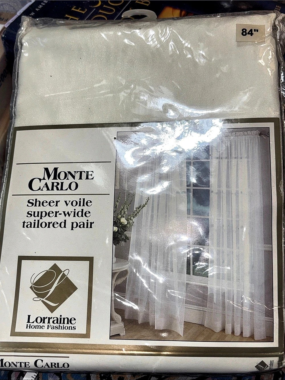 Lorraine Home Fashions Monte Carlo Sheer Voile Super-Wide Tailored Pair Sheer